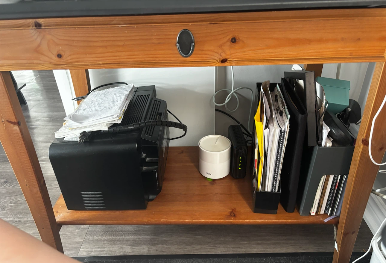 Wooden Desk with Drawer and Lower Shelf - photo 3