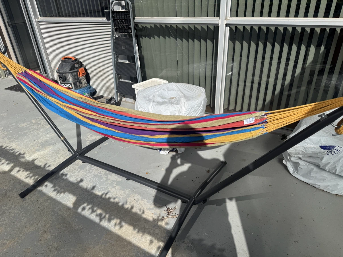Multi-coloured Hammock with Stand