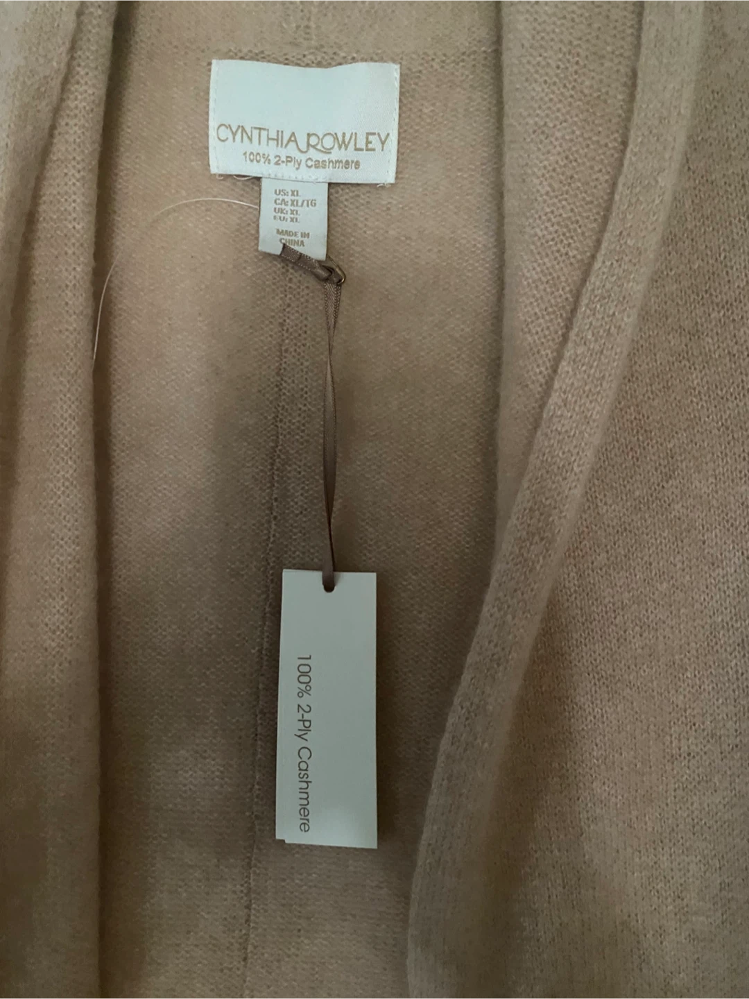 NEW Cynthia Rowley Cashmere Cardigan Beige XL - photo 3