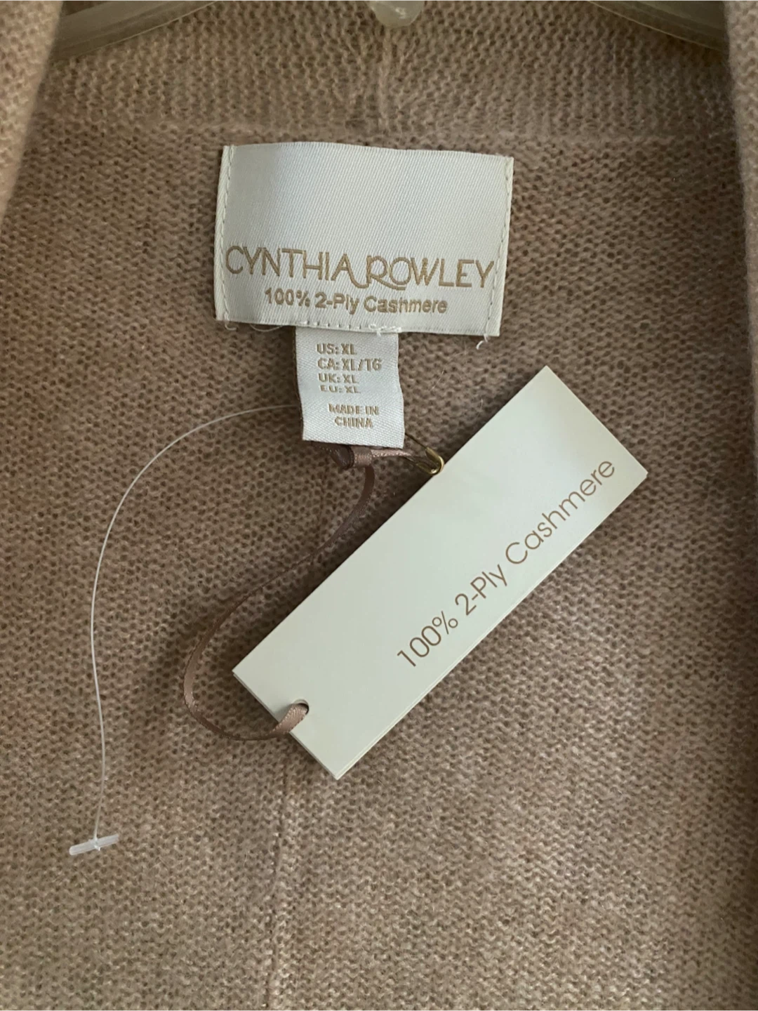 NEW Cynthia Rowley Cashmere Cardigan Beige XL - photo 5