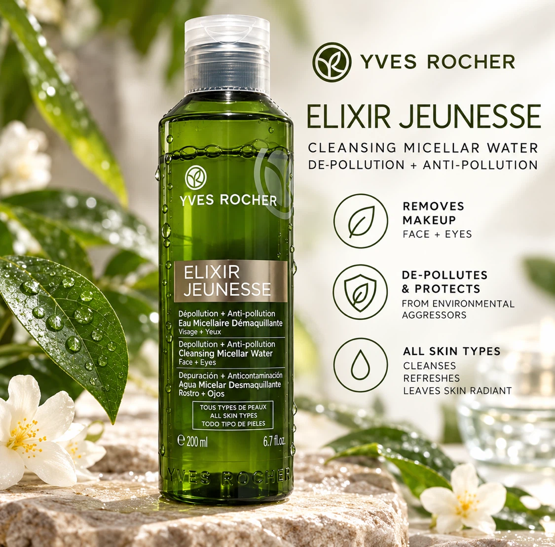 70% full Yves Rocher Elixir Jeunesse Cleansing Micellar Water