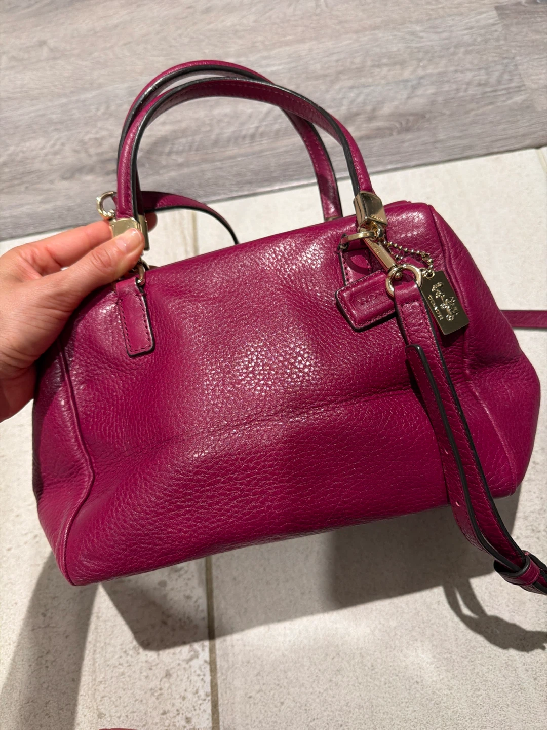 Coach Magenta Leather Satchel