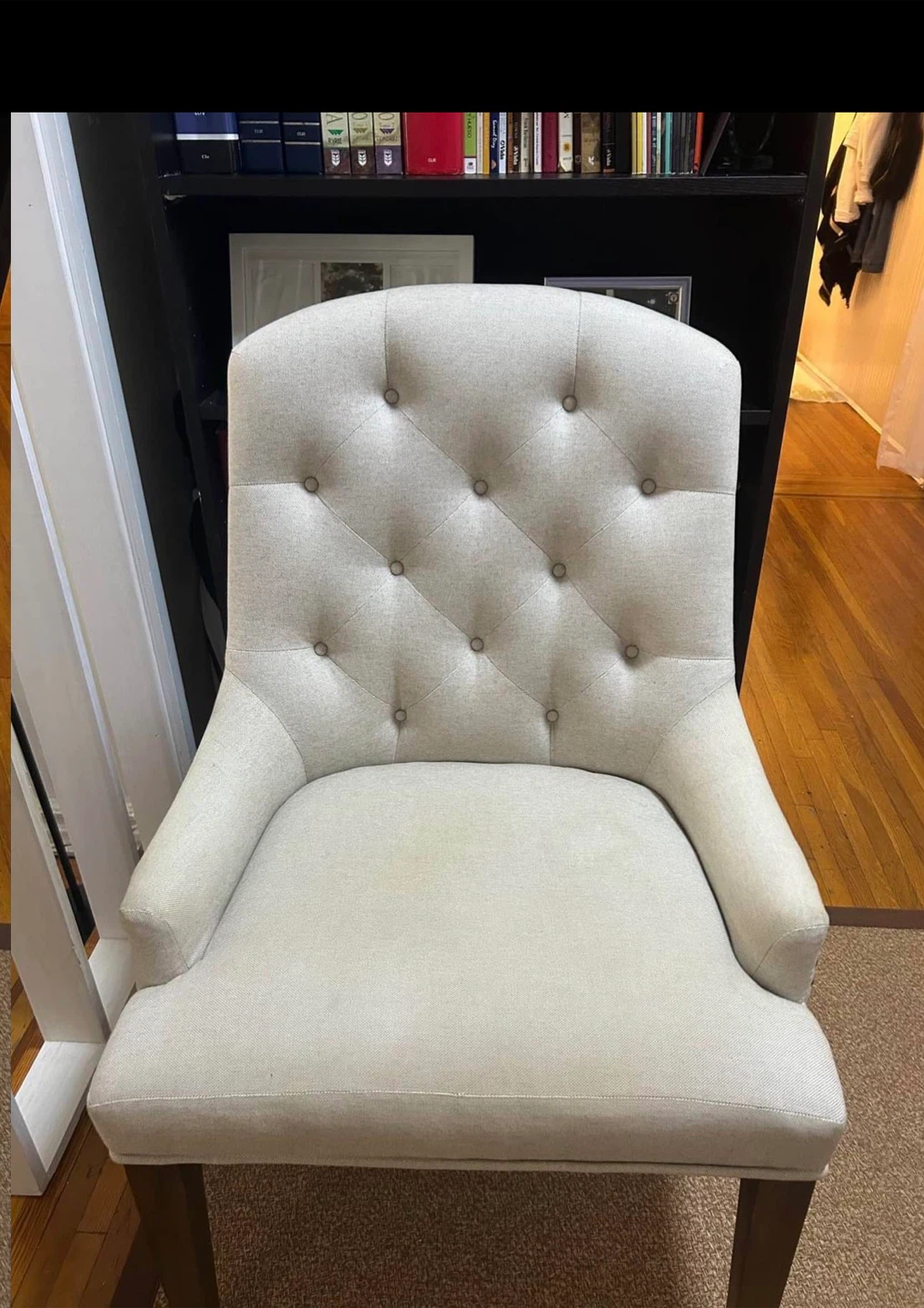Tufted Beige Upholstered Armchair