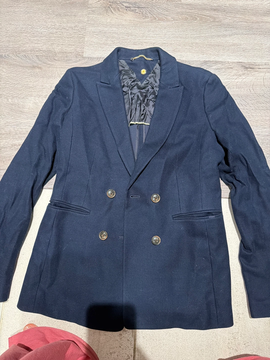 Massimo Dutti Navy Blue Double-Breasted Blazer
