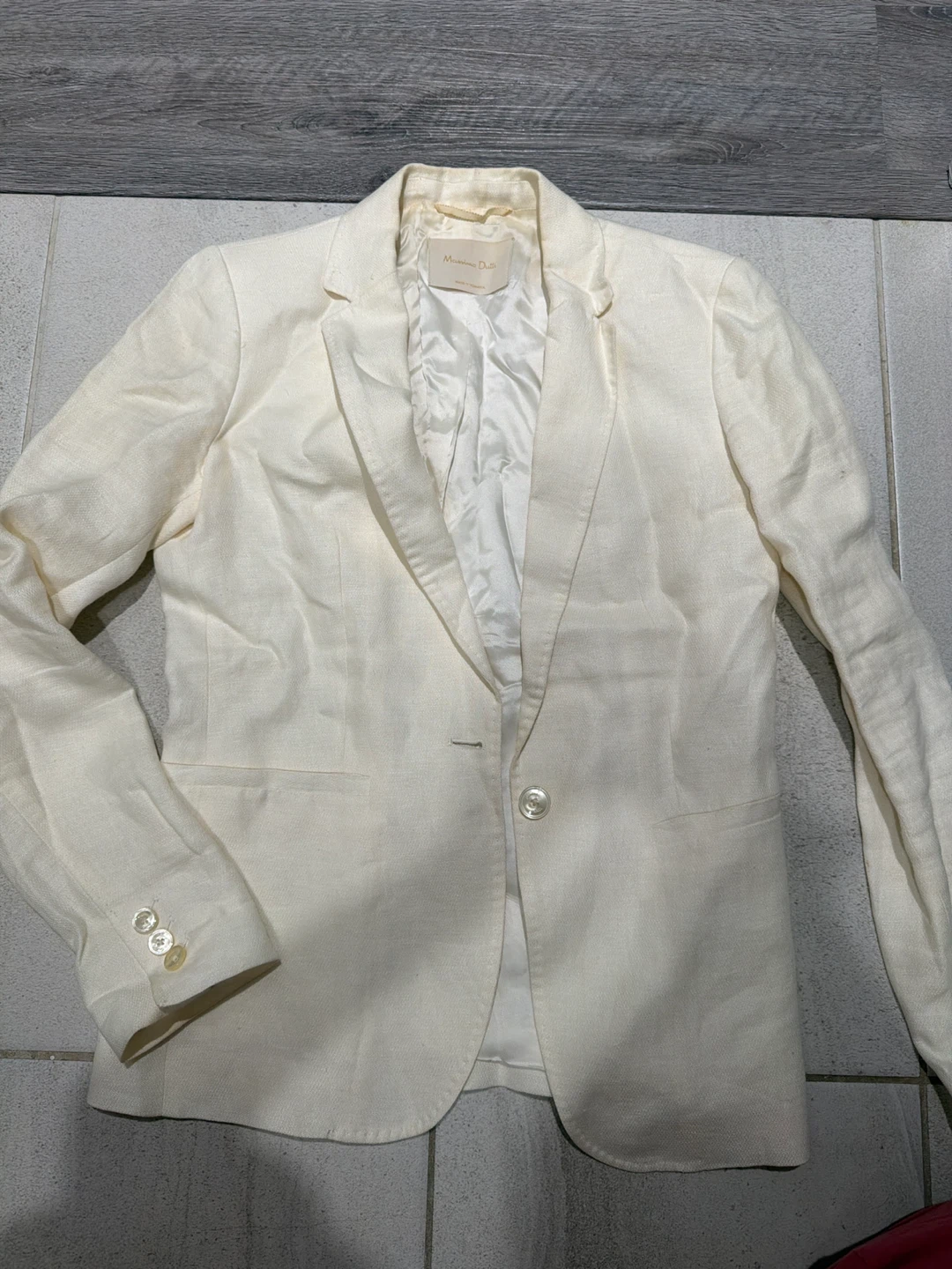 Massimo Dutti white linen blazer