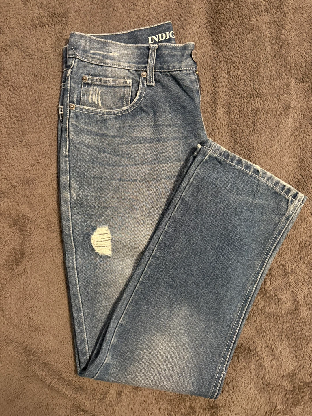 Indigo People Distressed Blue Jeans