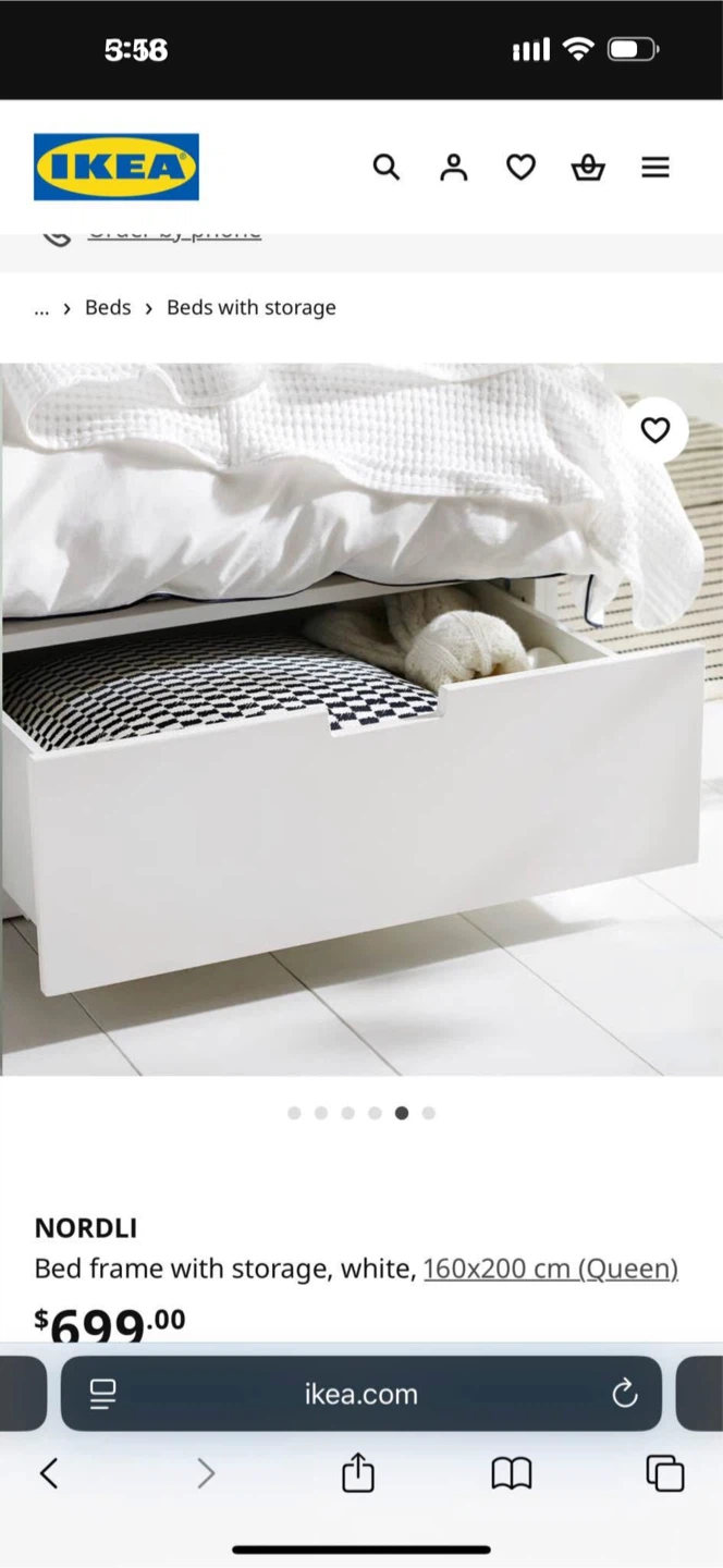 IKEA NORDLI Bed Frame with Storage, White, Queen - photo 4