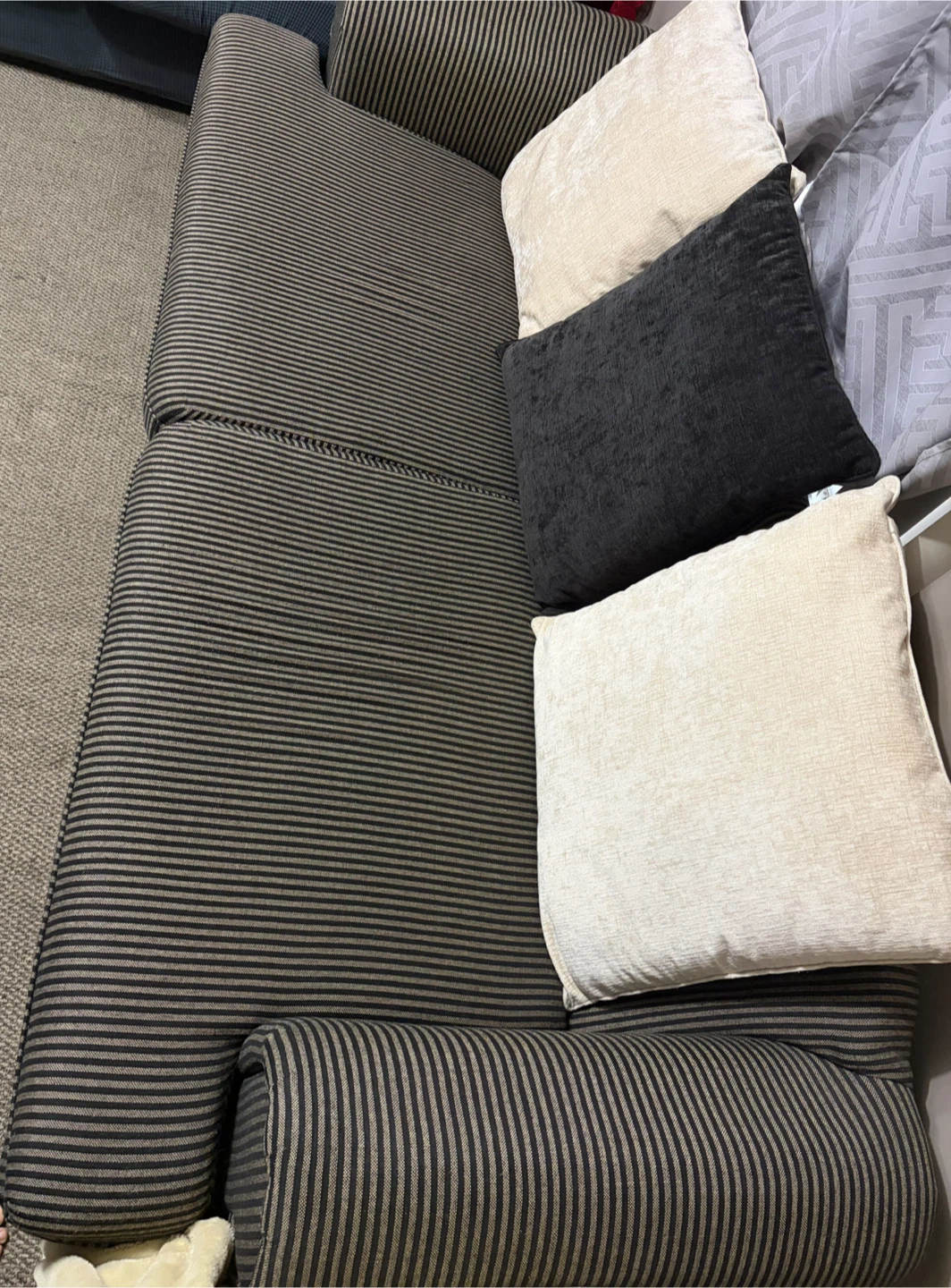 Striped Sofa with Three Accent Cushions - photo 2