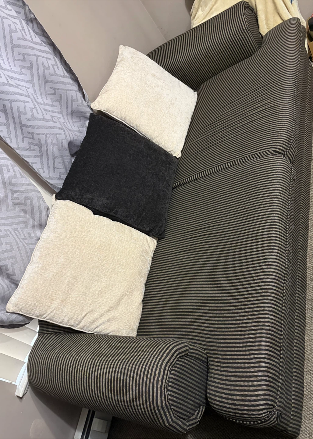 Striped Sofa with Three Accent Cushions - photo 3