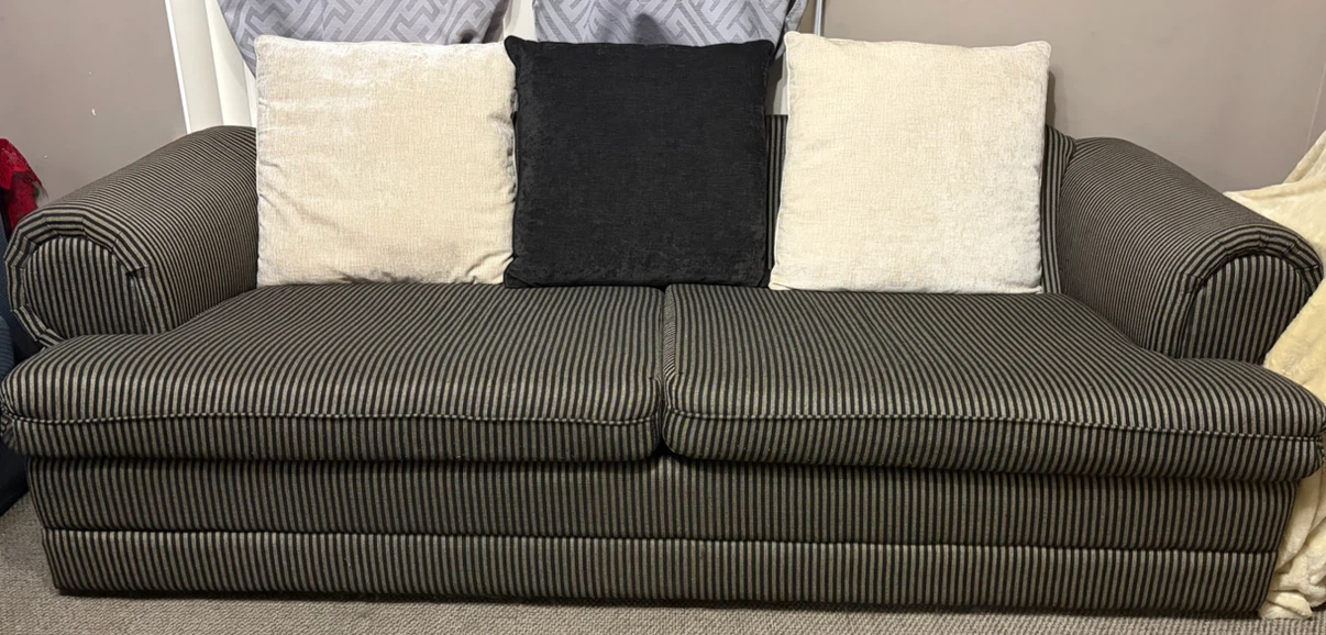 Striped Sofa with Three Accent Cushions - photo 4