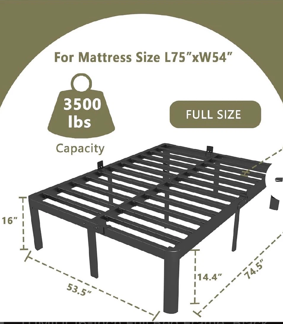 ITIMIDI 16-Inch Full Bed Frame, Black - photo 2