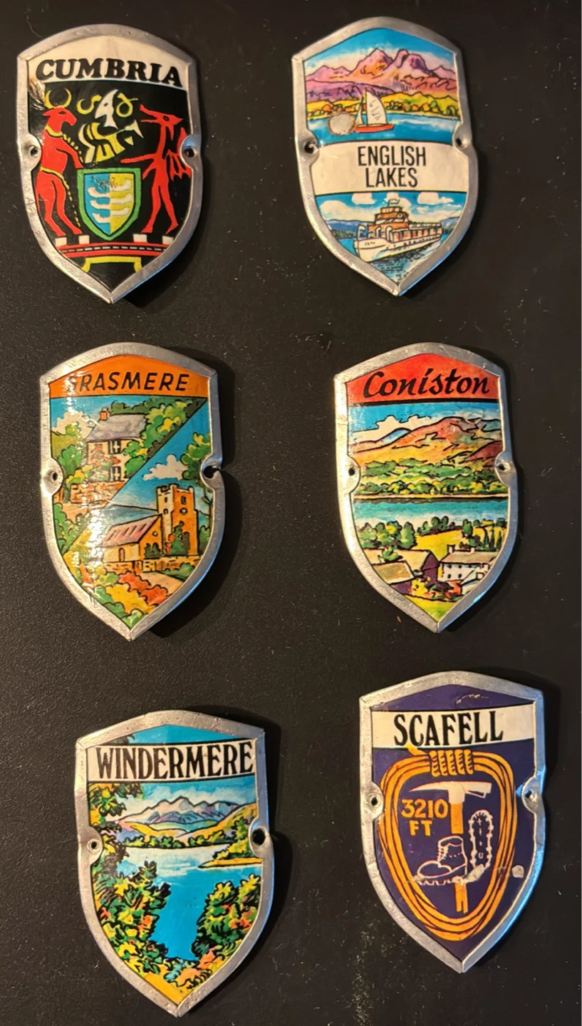 Set of 6 Vintage English Travel Badges