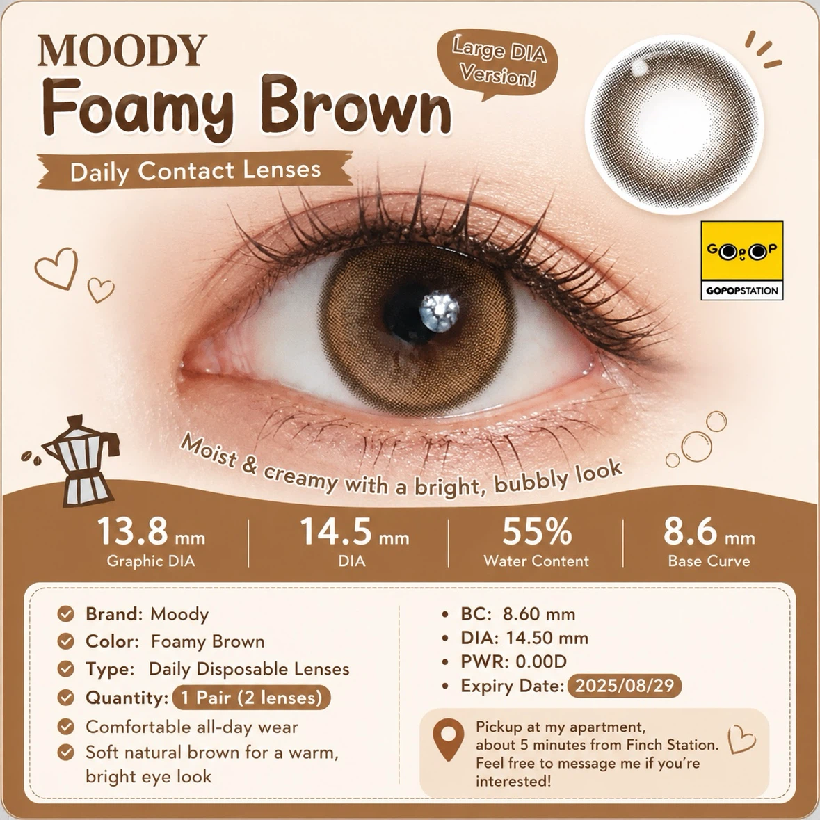 Moody Foamy Brown Daily Contact Lenses 0.00D