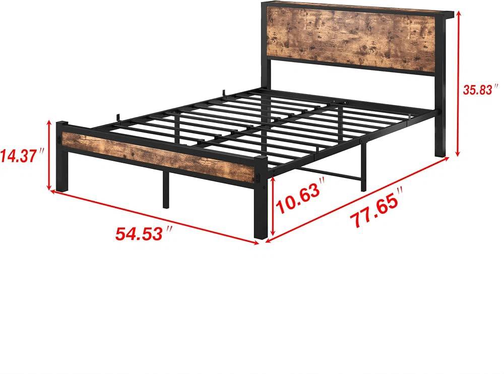 Nee Full Bed Frame with Wood Storage Headboard - photo 2