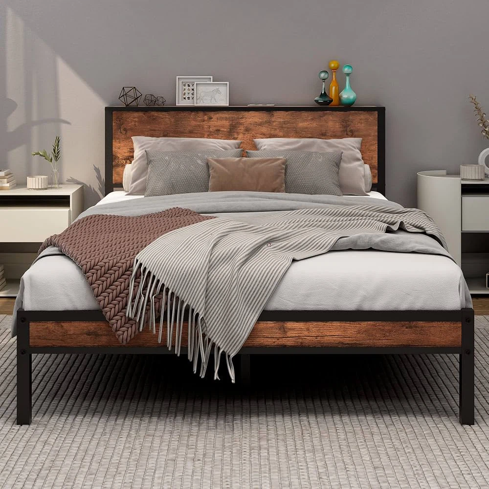 Nee Full Bed Frame with Wood Storage Headboard - photo 3