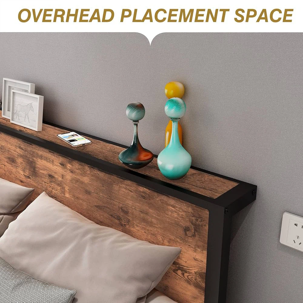 Nee Full Bed Frame with Wood Storage Headboard - photo 4