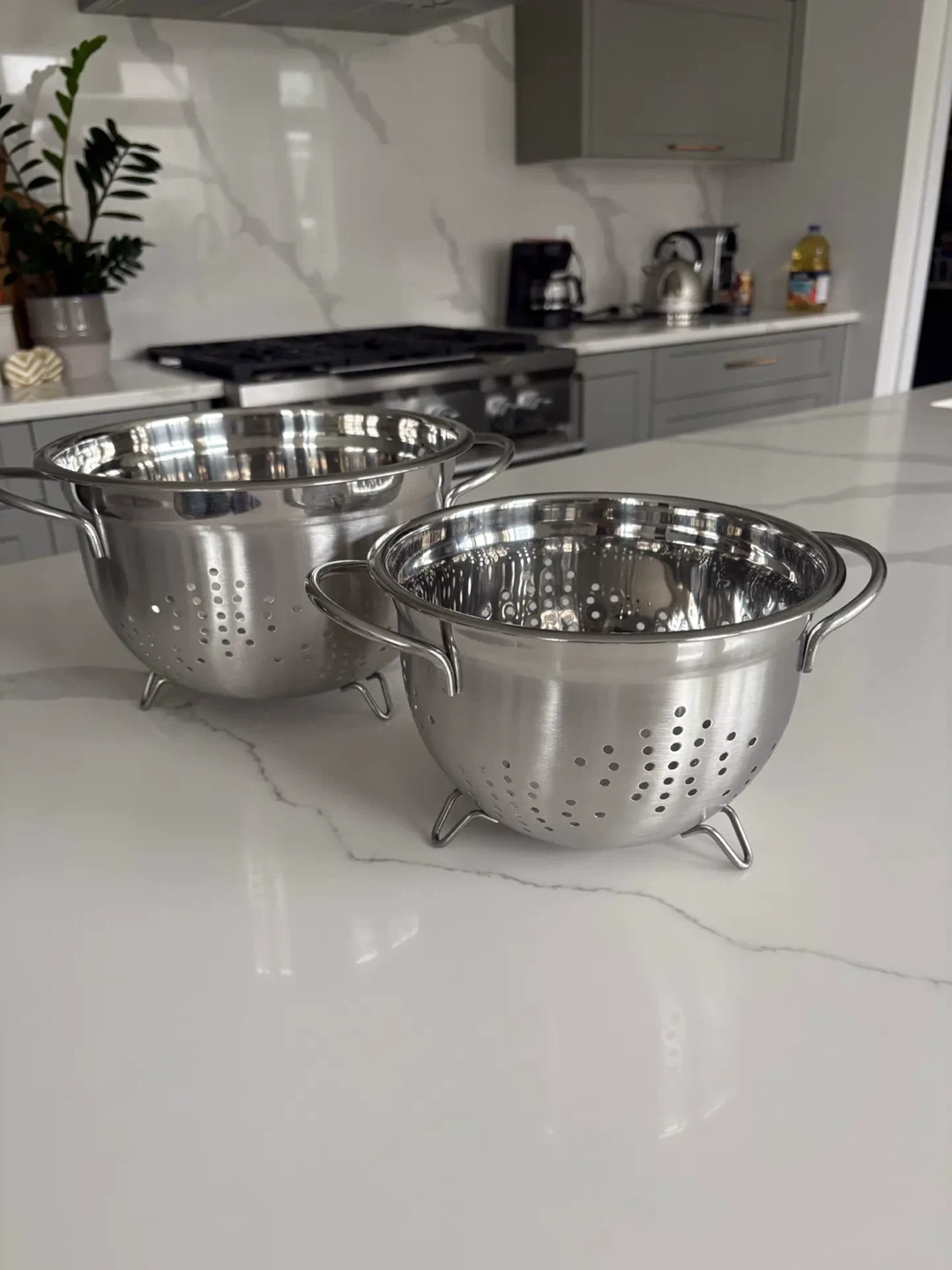 New Set of Two Stainless Steel Colanders