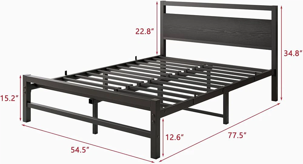 New Double / Full metal bed frame with headboard - photo 2