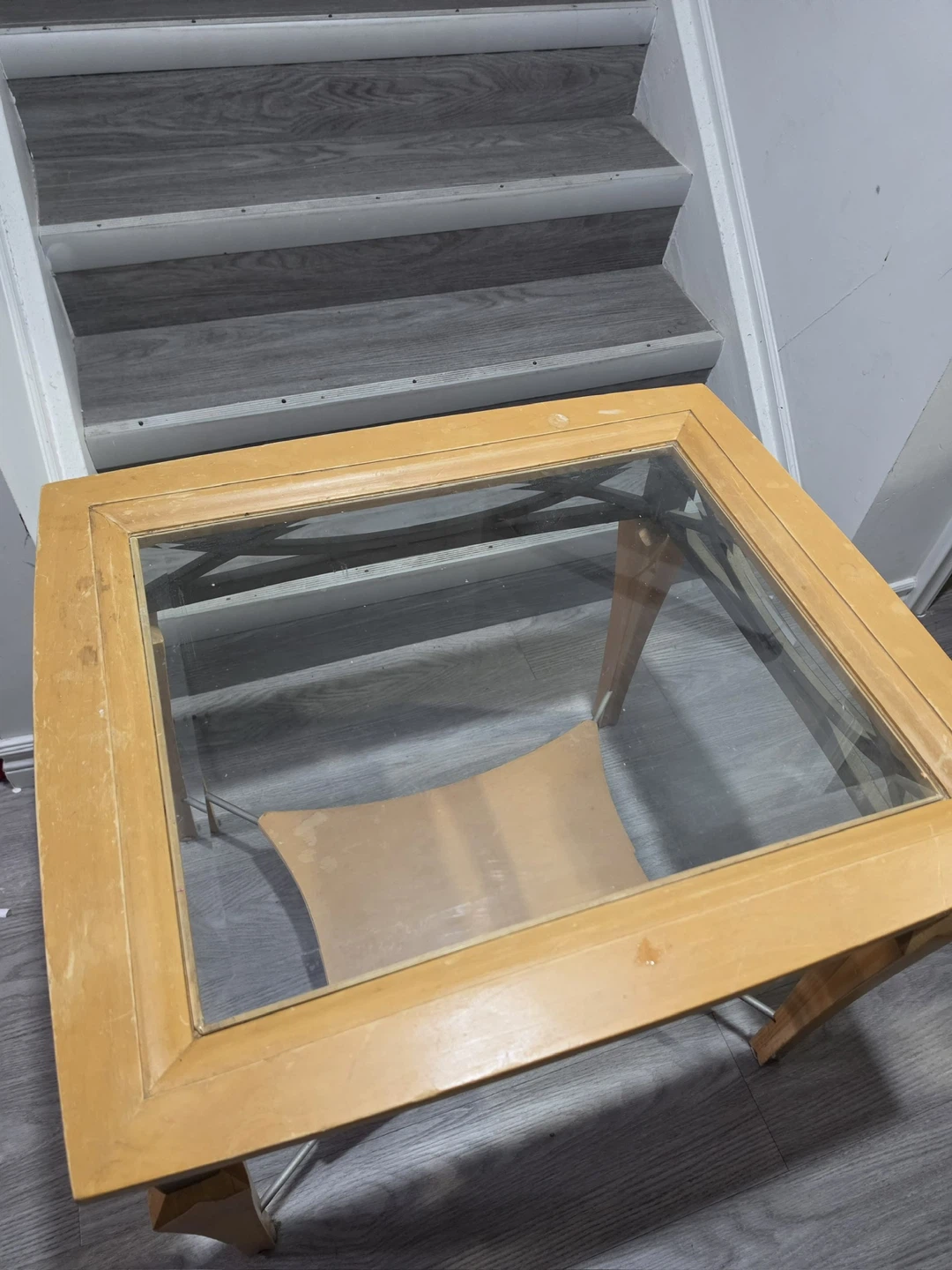 Square Wood and Glass End Table - photo 2