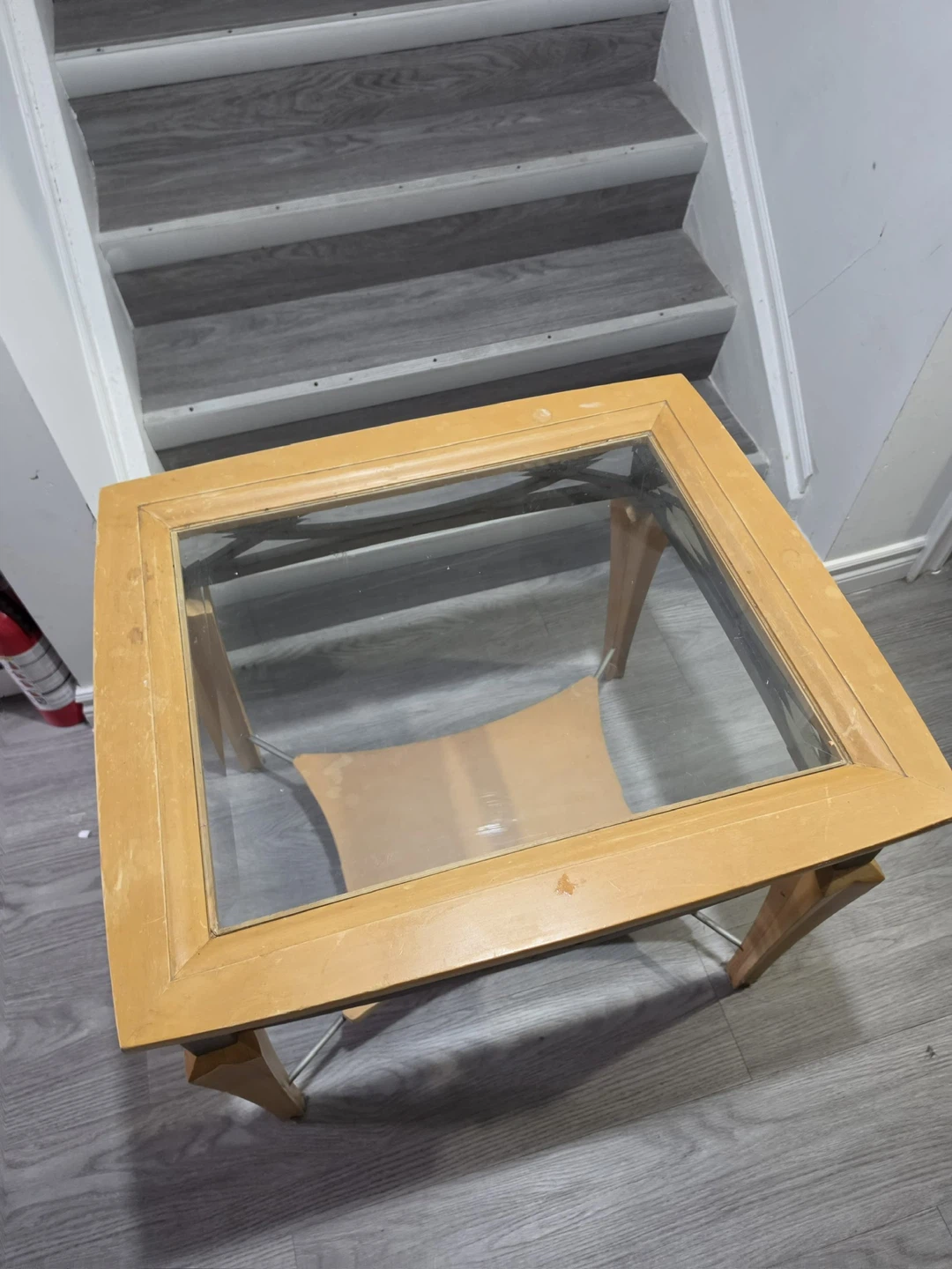 Square Wood and Glass End Table - photo 3