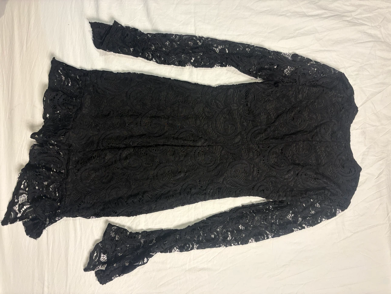 Black Lace Long Sleeve Mini Dress