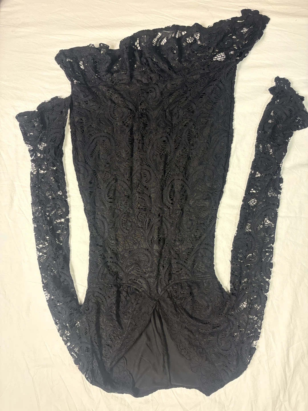 Black Lace Long Sleeve Mini Dress - photo 3