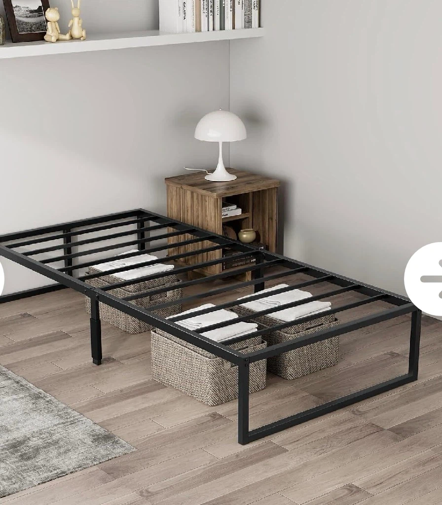 Twin Bed Frame, 14" Metal Platform, 2000 lbs