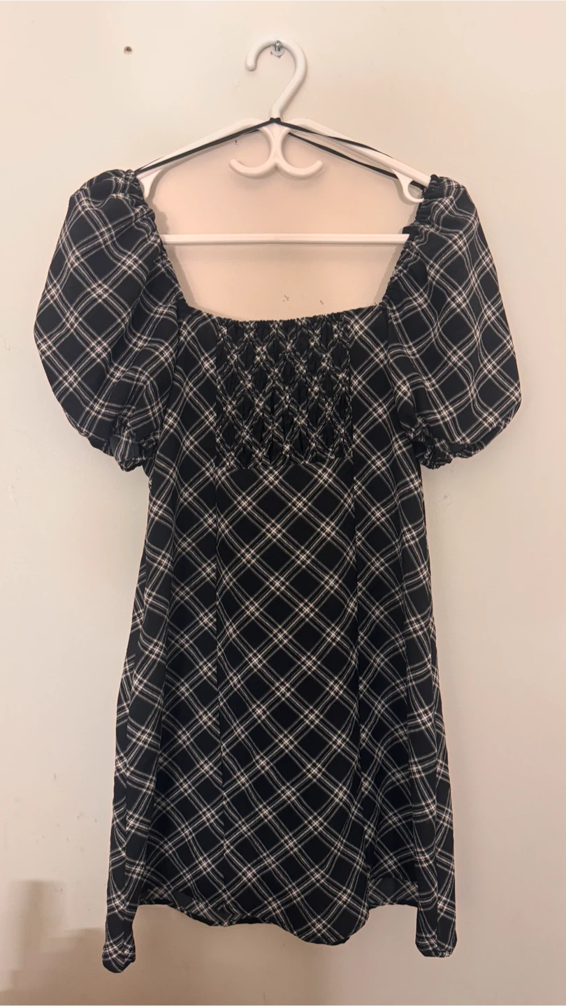 H&M Divided Black Plaid Mini Dress - photo 3