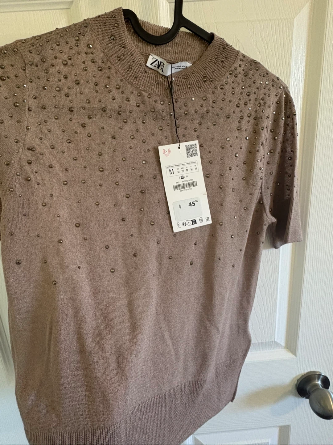 Zara Beaded Short‑Sleeve Sweater (New With Tags) - photo 3