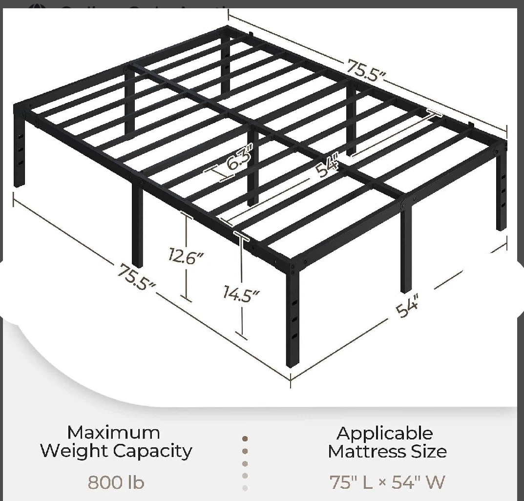 Full Sizel Yaheetech Metal Bed Frame 14" Slats - photo 2