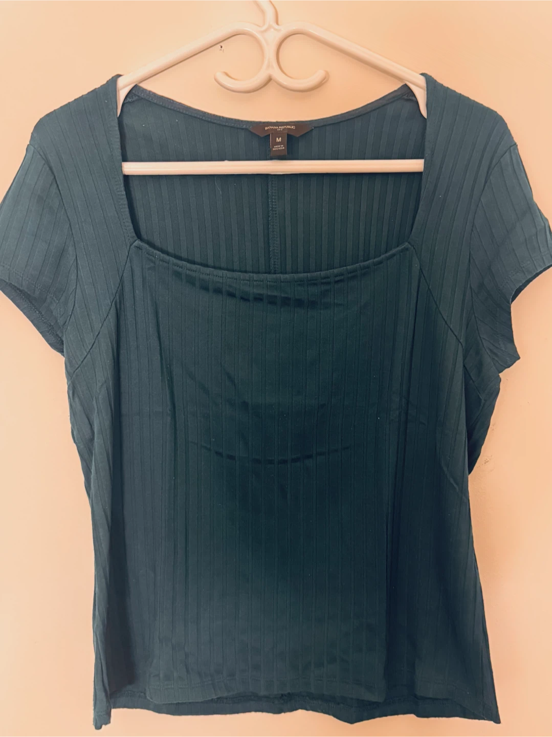 Banana Republic Dark Aqua Green Ribbed Top