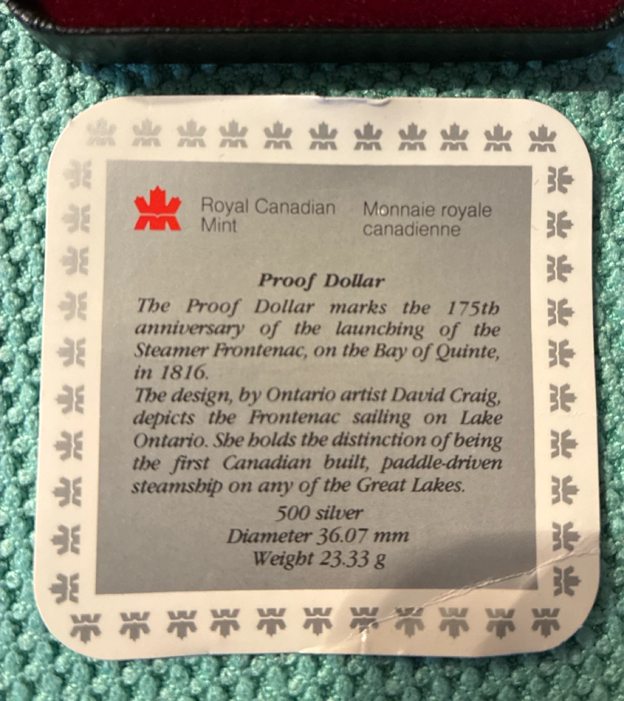 1991 Royal Canadian Mint Proof Dollar - photo 2