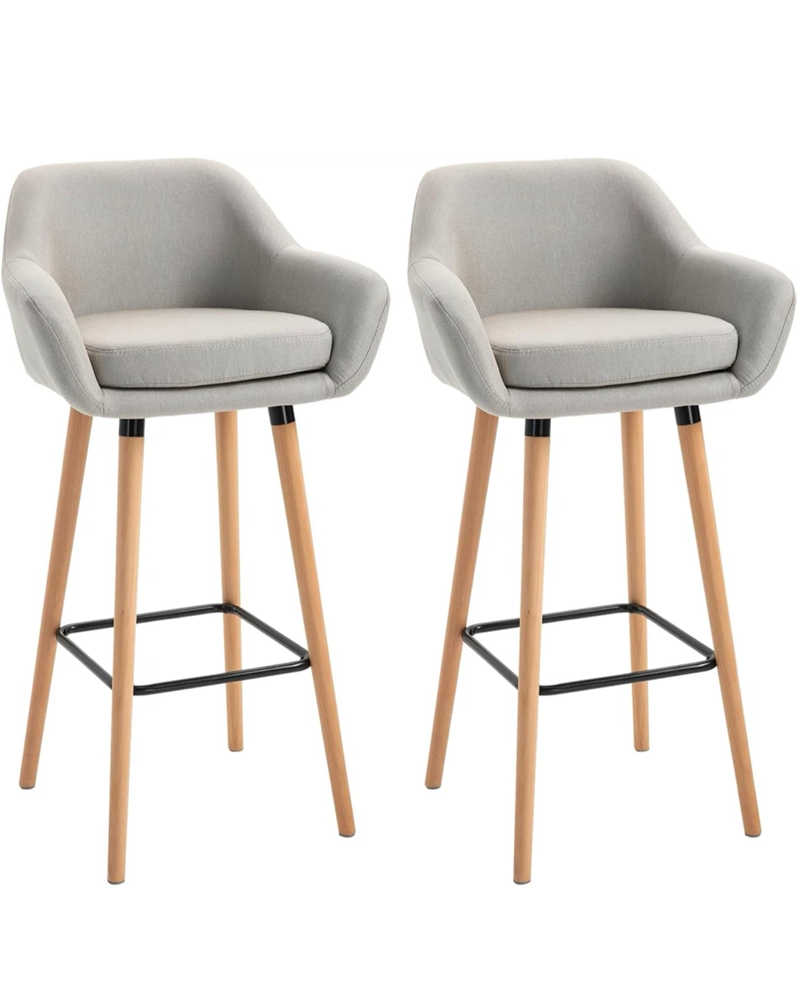 Set of 2 Modern Linen-Touch Bar Chairs - photo 2