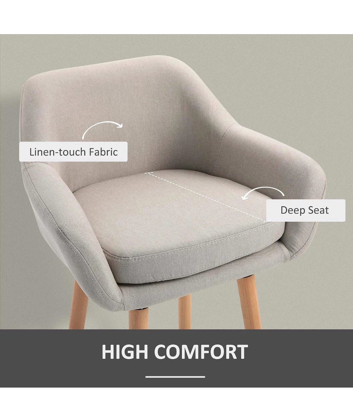 Set of 2 Modern Linen-Touch Bar Chairs - photo 5
