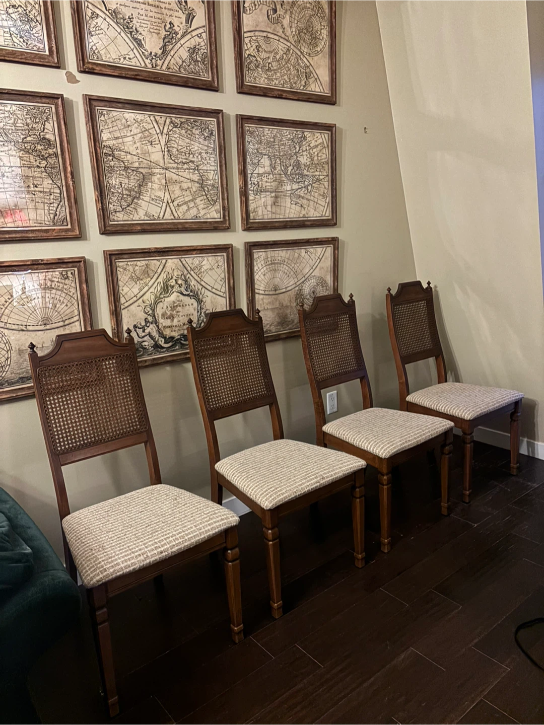 The Canapar Imperial Walnut & Cane Dining Chairs