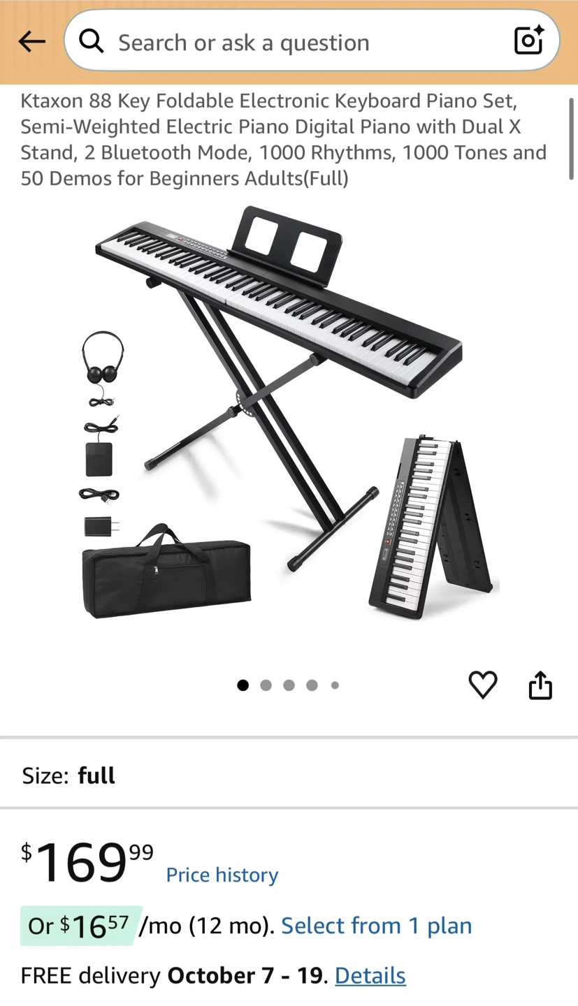 Like New)88-Key Foldable Electronic Keyboard Piano Set - photo 2