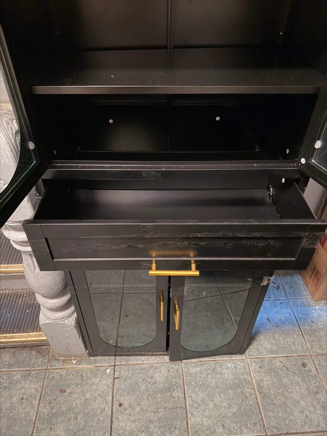 Black Storage Cabinet with Glass Doors - photo 3