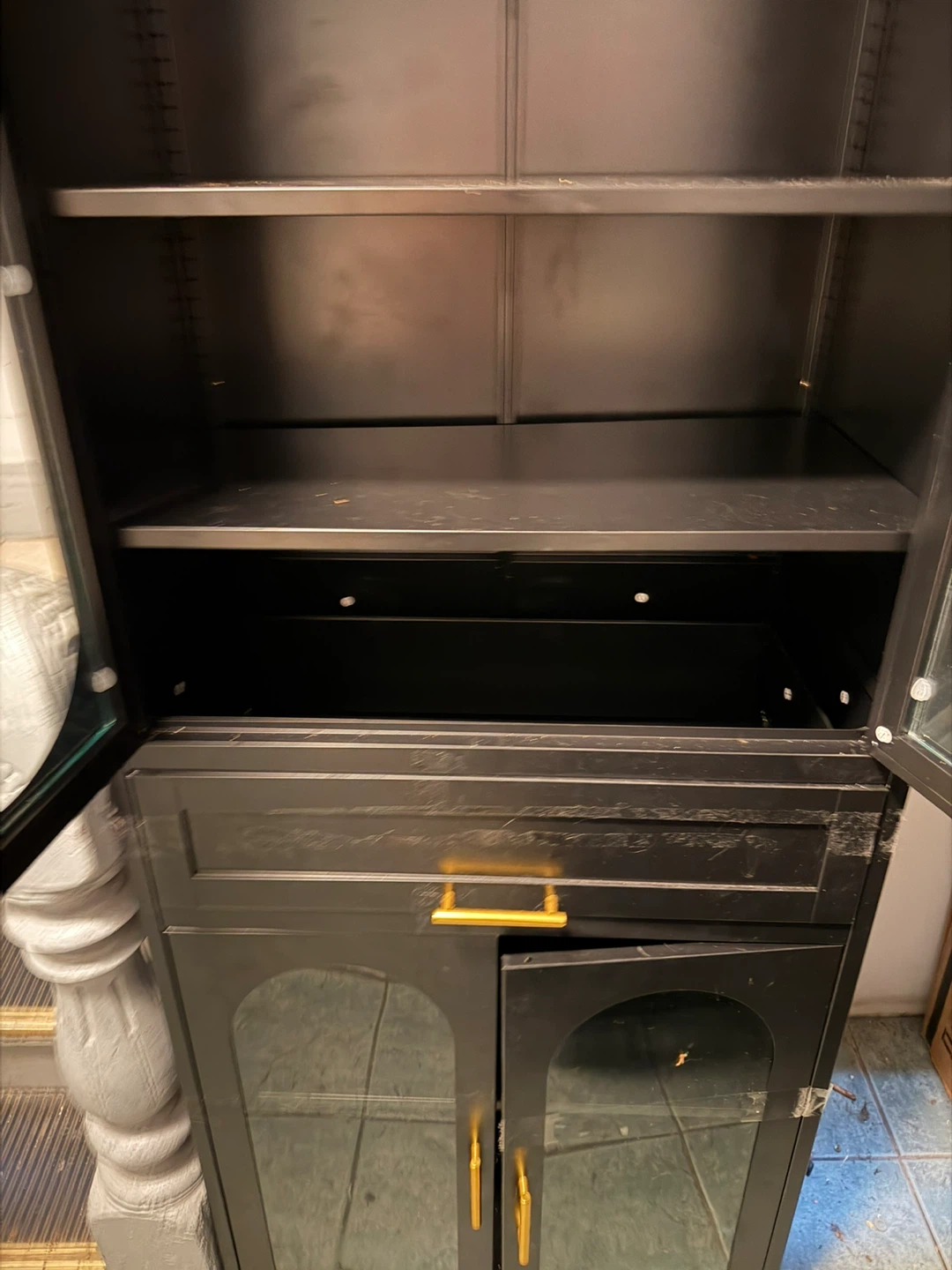 Black Storage Cabinet with Glass Doors - photo 4