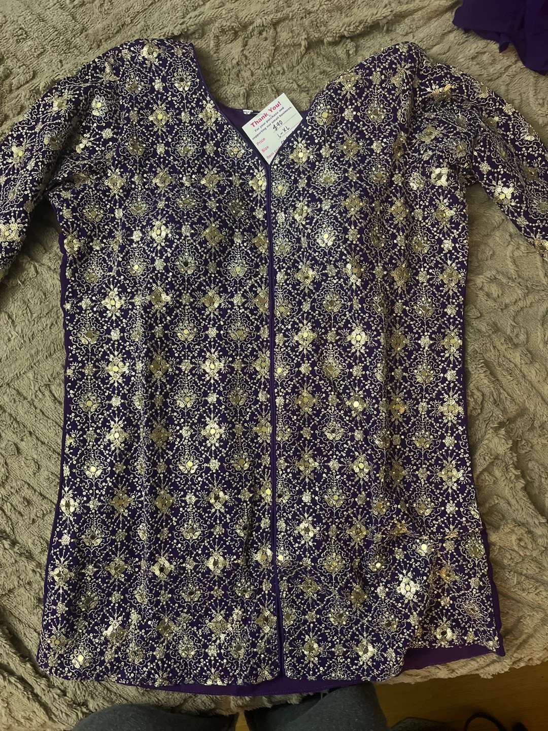 Purple Sequined Salwar Kameez Set - photo 4