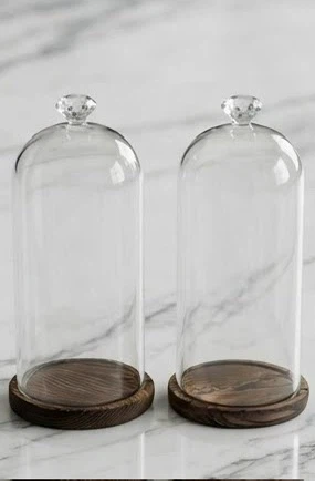 Set of 2 Glass Display Domes with Wooden Bases - photo 4