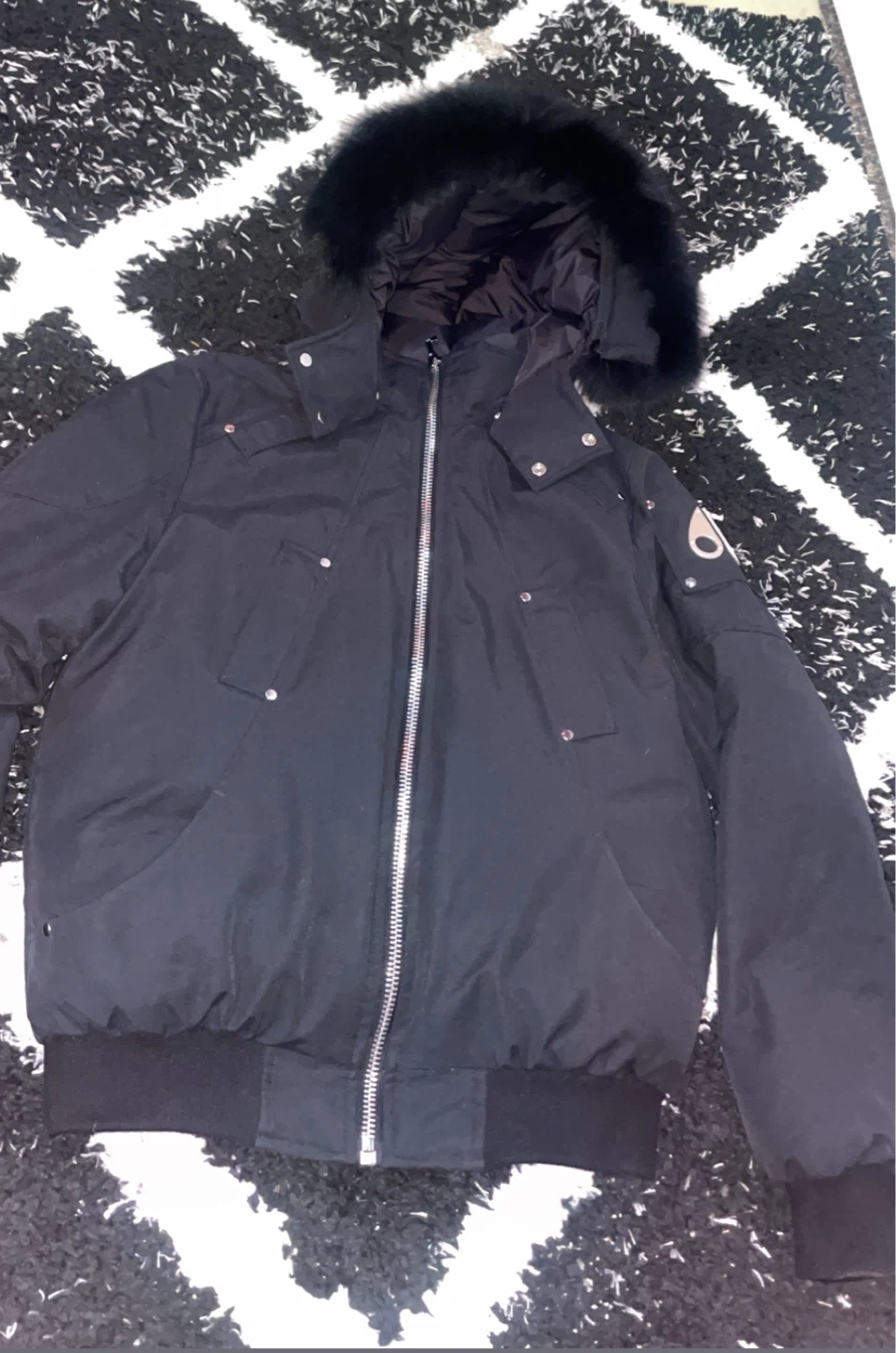 Moose Knuckles Black Bomber Jacket