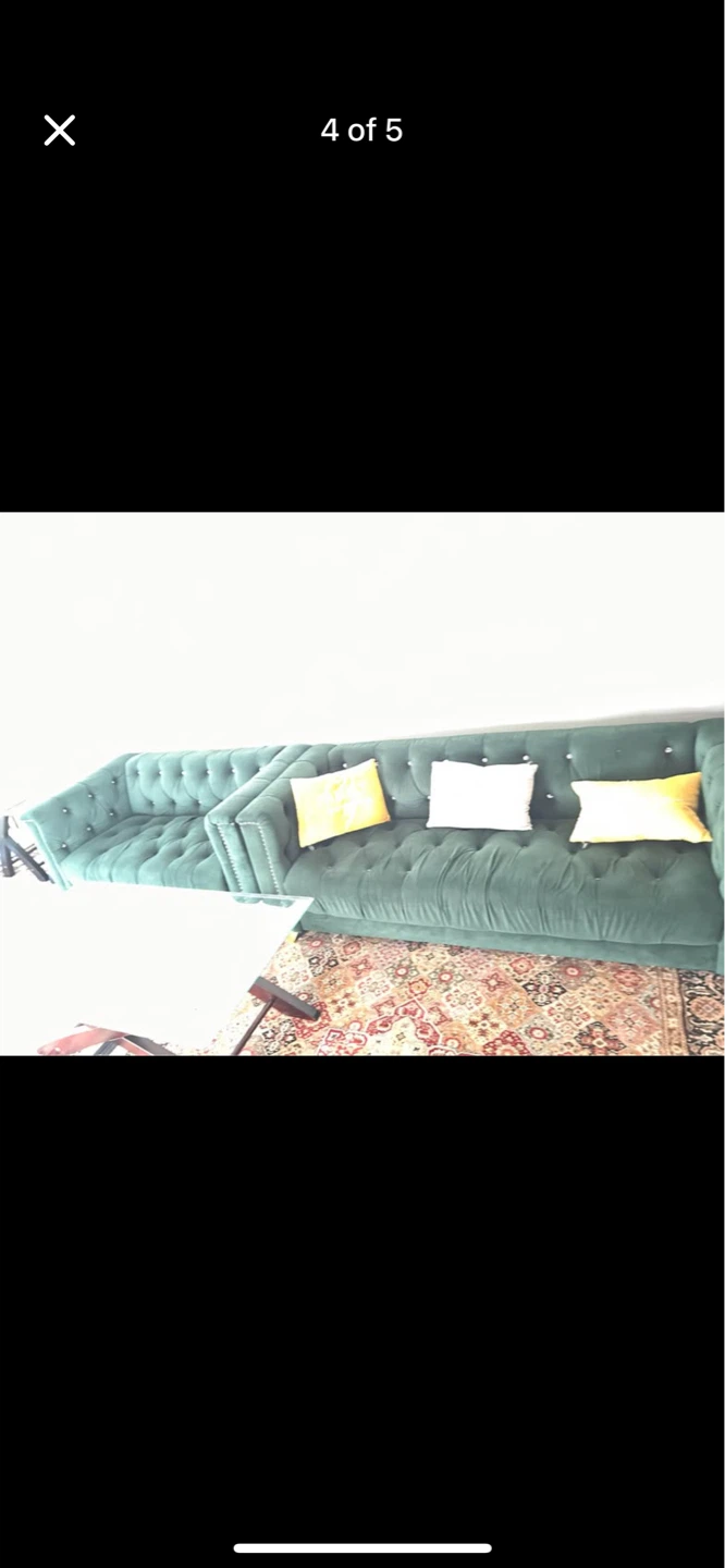 Dark Green Velvet Tufted Sofa Set - photo 4