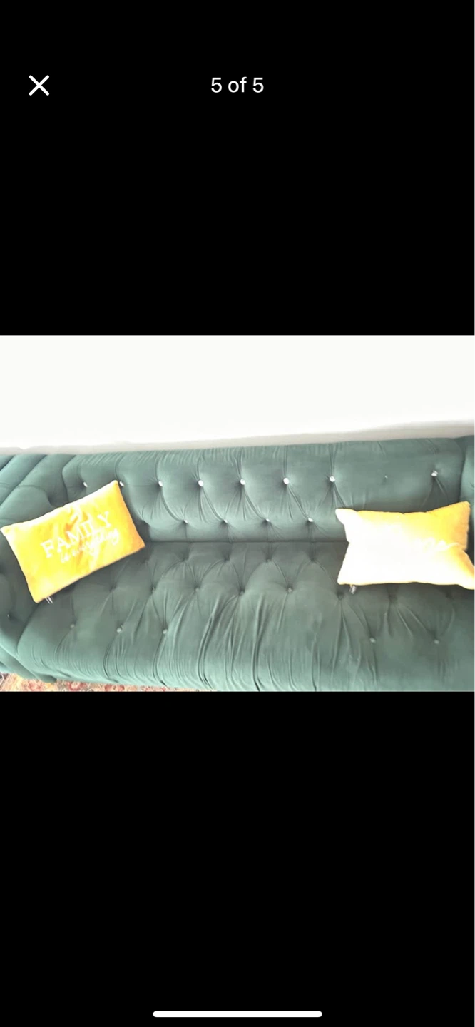 Dark Green Velvet Tufted Sofa Set - photo 5