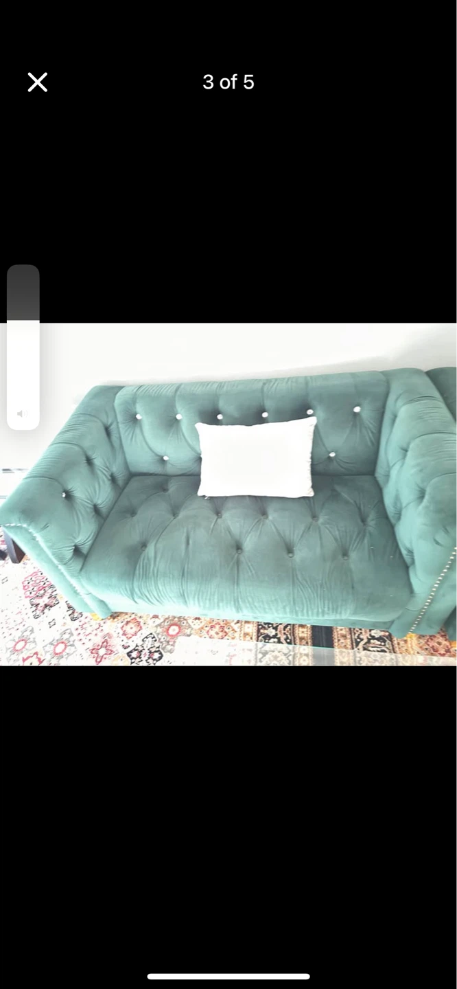 Dark Green Velvet Tufted Sofa Set - photo 3