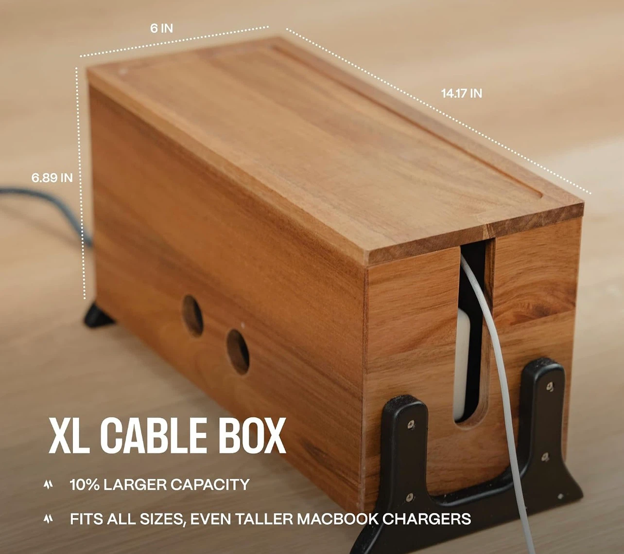 XL Premium Wood Cable Management Box