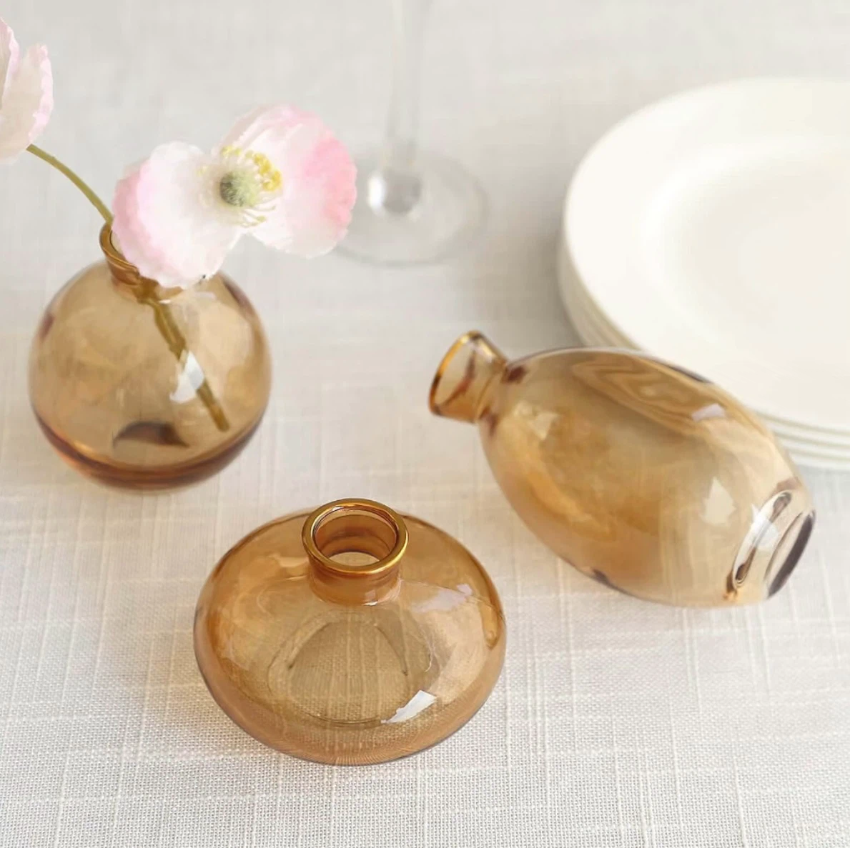 Set of 6 Amber Glass Bud Vases - photo 2