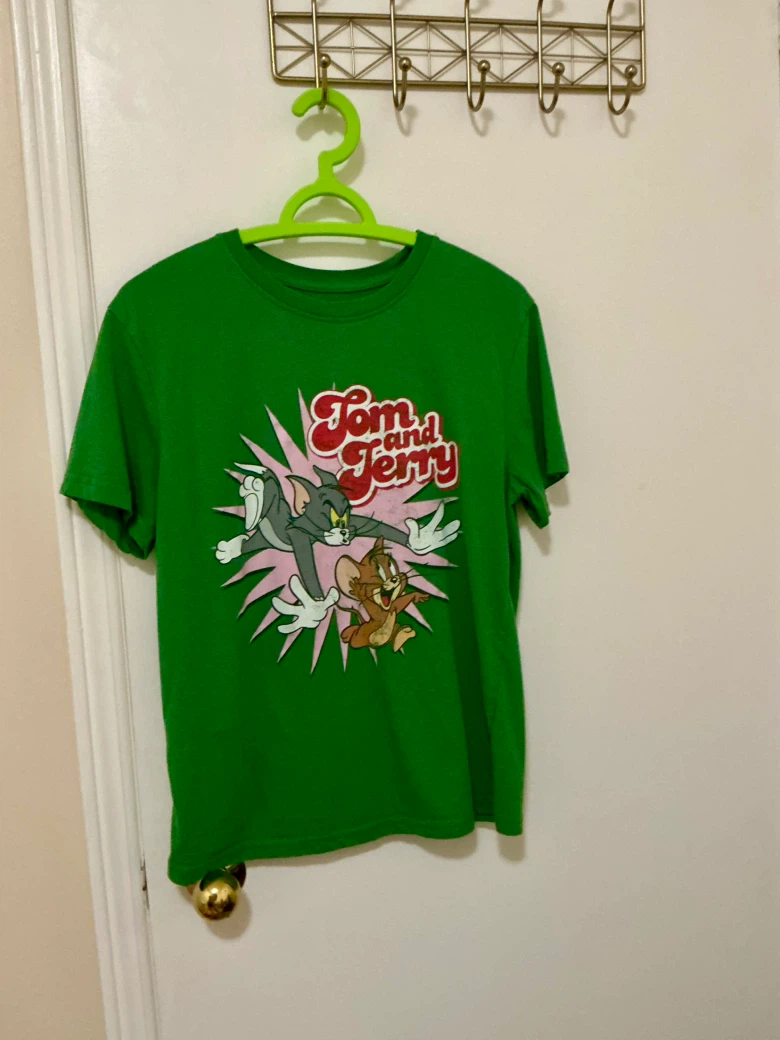 Green Tom and Jerry Graphic T-Shirt