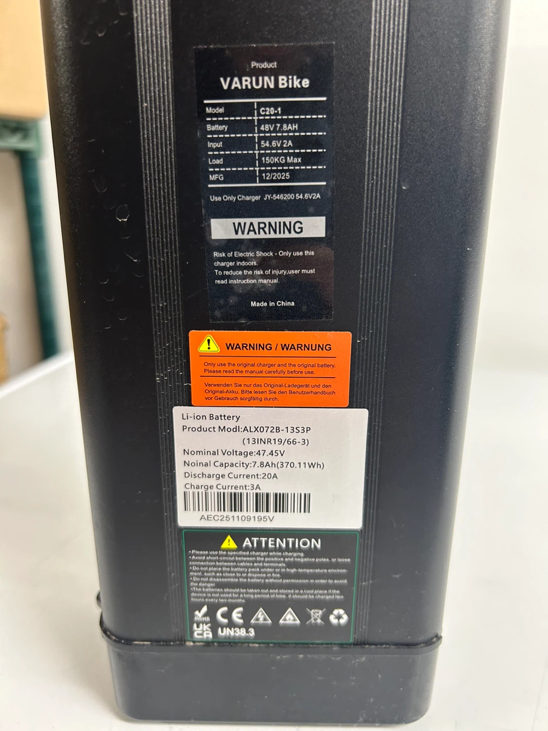 Varun Bike E-Bike Battery 48V 7.8Ah - photo 2
