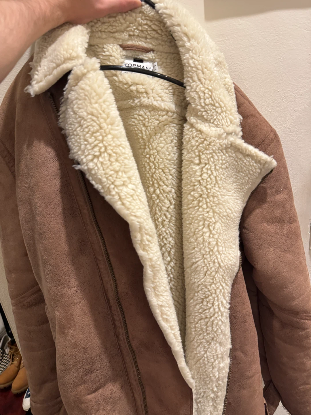 Topman Suede Sherpa Jacket
