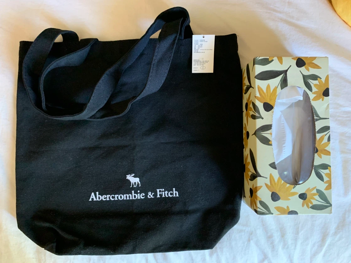 Abercrombie & Fitch black canvas tote bag